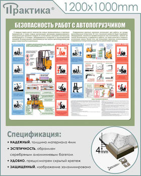 С38 Стенд безопасность работ с электропогрузчиком (1200х1000 мм, пластик ПВХ 3 мм, алюминиевый багет серебряного цвета) - Стенды - Тематические стенды - Магазин охраны труда Протекторшоп